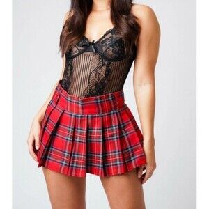 VTG 90s The Limited Red Plaid Pleated Skort Size 12 Tartan Mini Skirt Shorts